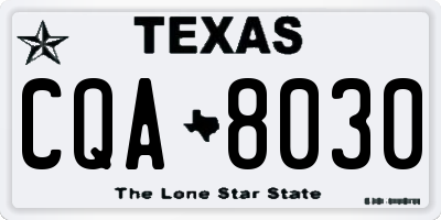TX license plate CQA8030