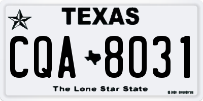 TX license plate CQA8031