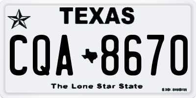 TX license plate CQA8670