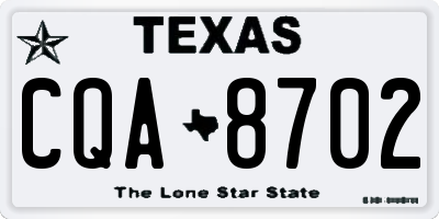 TX license plate CQA8702