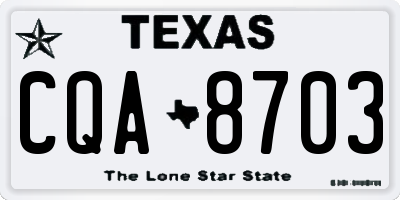 TX license plate CQA8703