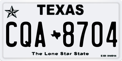 TX license plate CQA8704