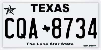 TX license plate CQA8734