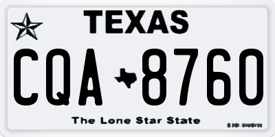 TX license plate CQA8760