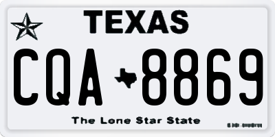 TX license plate CQA8869