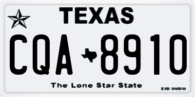 TX license plate CQA8910