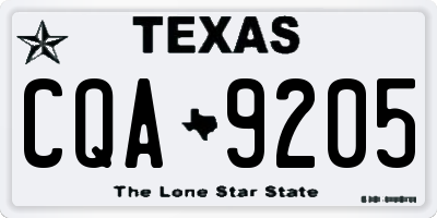 TX license plate CQA9205