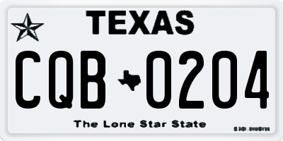 TX license plate CQB0204