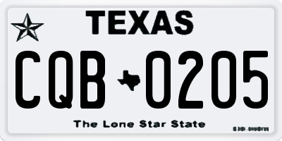 TX license plate CQB0205