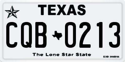 TX license plate CQB0213