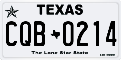 TX license plate CQB0214
