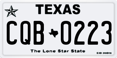 TX license plate CQB0223