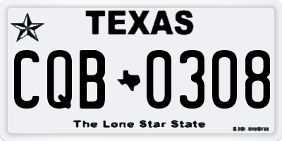 TX license plate CQB0308
