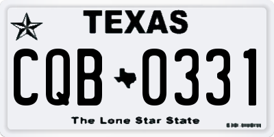 TX license plate CQB0331