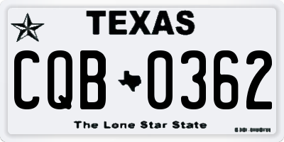 TX license plate CQB0362