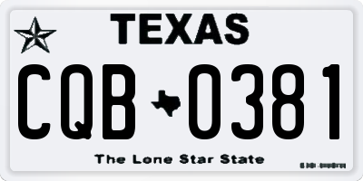 TX license plate CQB0381