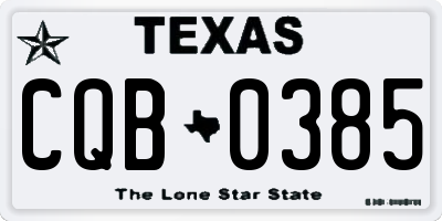 TX license plate CQB0385
