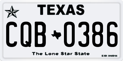 TX license plate CQB0386