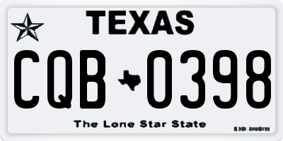 TX license plate CQB0398