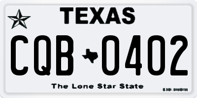 TX license plate CQB0402