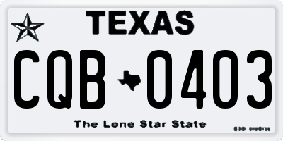 TX license plate CQB0403