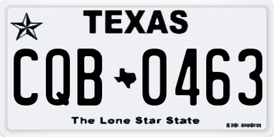 TX license plate CQB0463