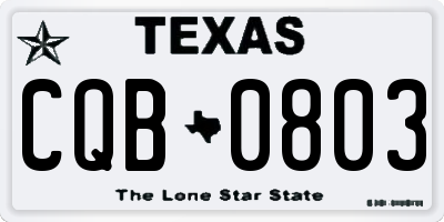 TX license plate CQB0803