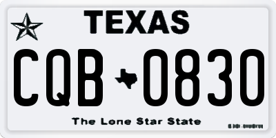 TX license plate CQB0830