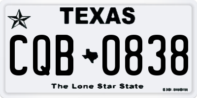 TX license plate CQB0838