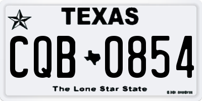 TX license plate CQB0854