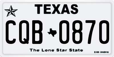 TX license plate CQB0870