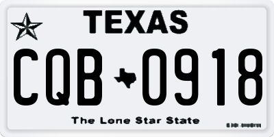 TX license plate CQB0918