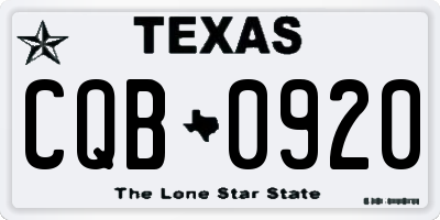 TX license plate CQB0920