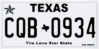 TX license plate CQB0934