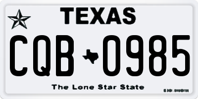 TX license plate CQB0985