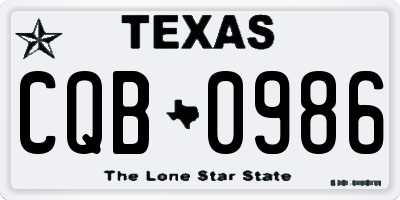 TX license plate CQB0986
