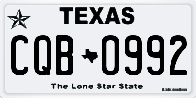 TX license plate CQB0992