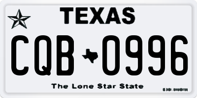 TX license plate CQB0996