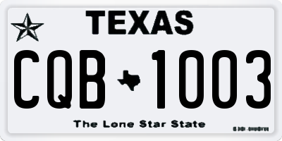 TX license plate CQB1003