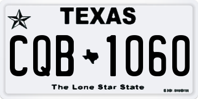 TX license plate CQB1060