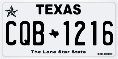 TX license plate CQB1216