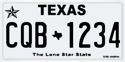 TX license plate CQB1234