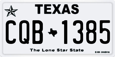 TX license plate CQB1385
