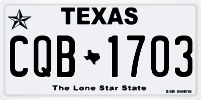 TX license plate CQB1703