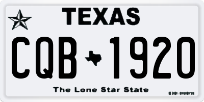 TX license plate CQB1920