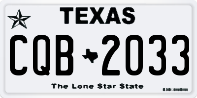 TX license plate CQB2033