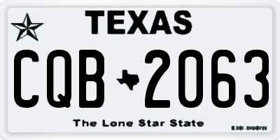 TX license plate CQB2063