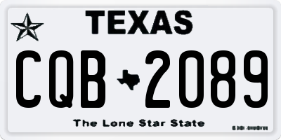 TX license plate CQB2089