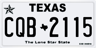 TX license plate CQB2115