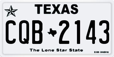 TX license plate CQB2143
